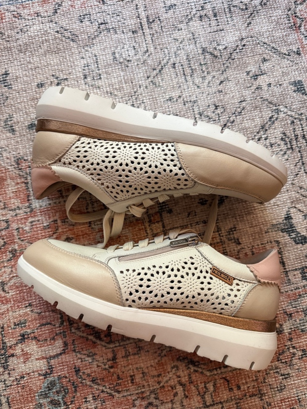 PIKOLINOS Cream and Pink Women's Sneakers - Picture 2 of 16